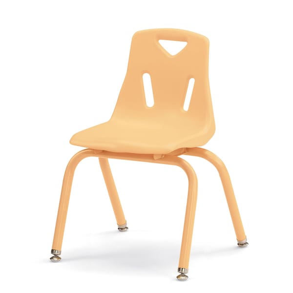 Berries Stacking Chairs with Powder-Coated Legs, 14 in. Ht, Set of 6, Camel